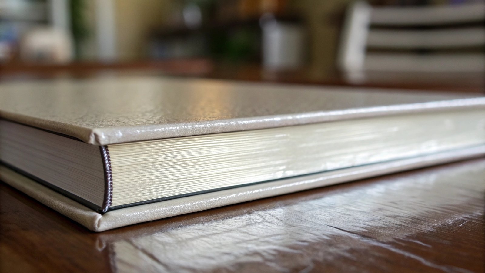 A close-up of a book cover showing the texture of lamination