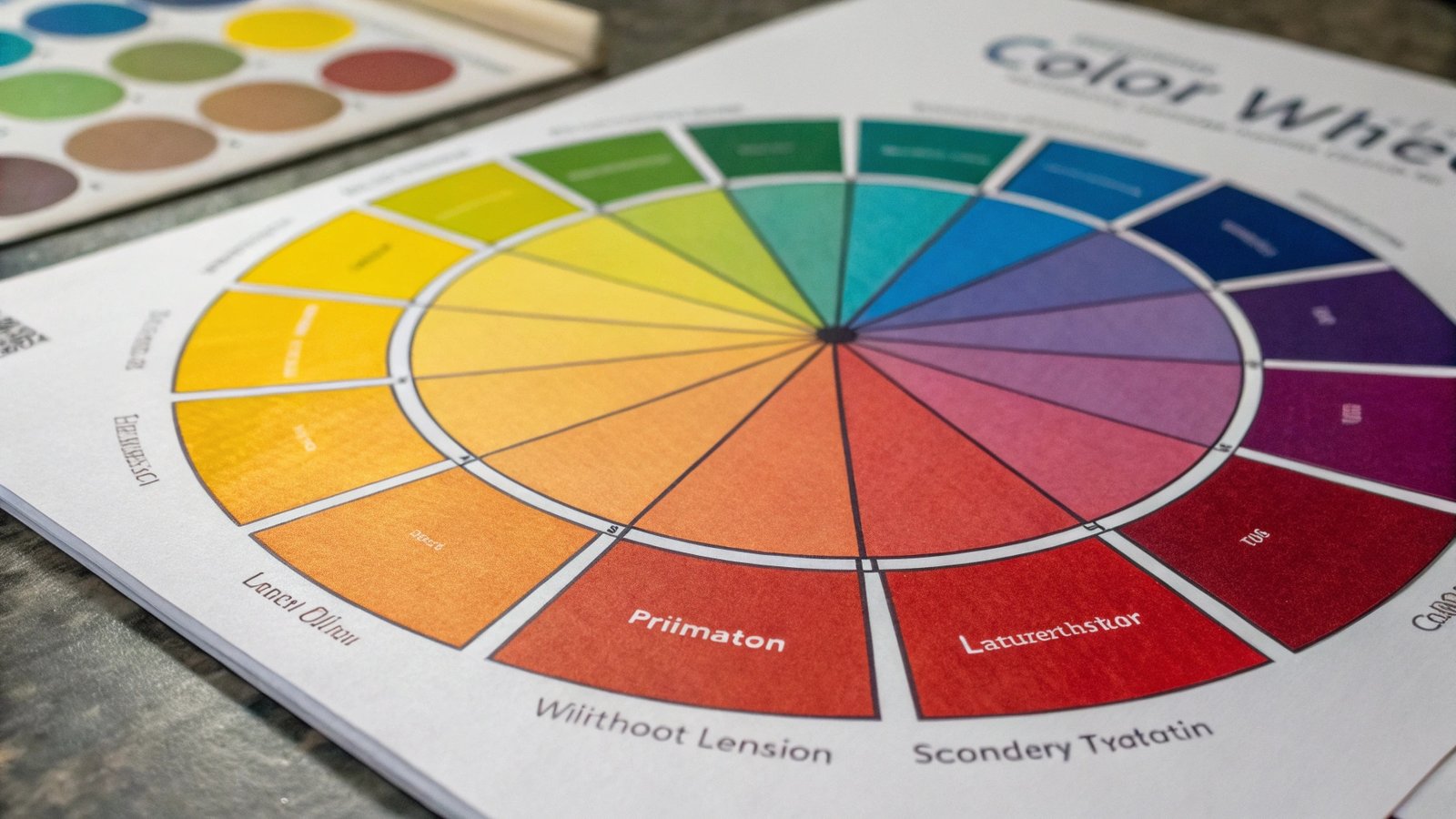 A color wheel showing the difference in saturation with and without lamination