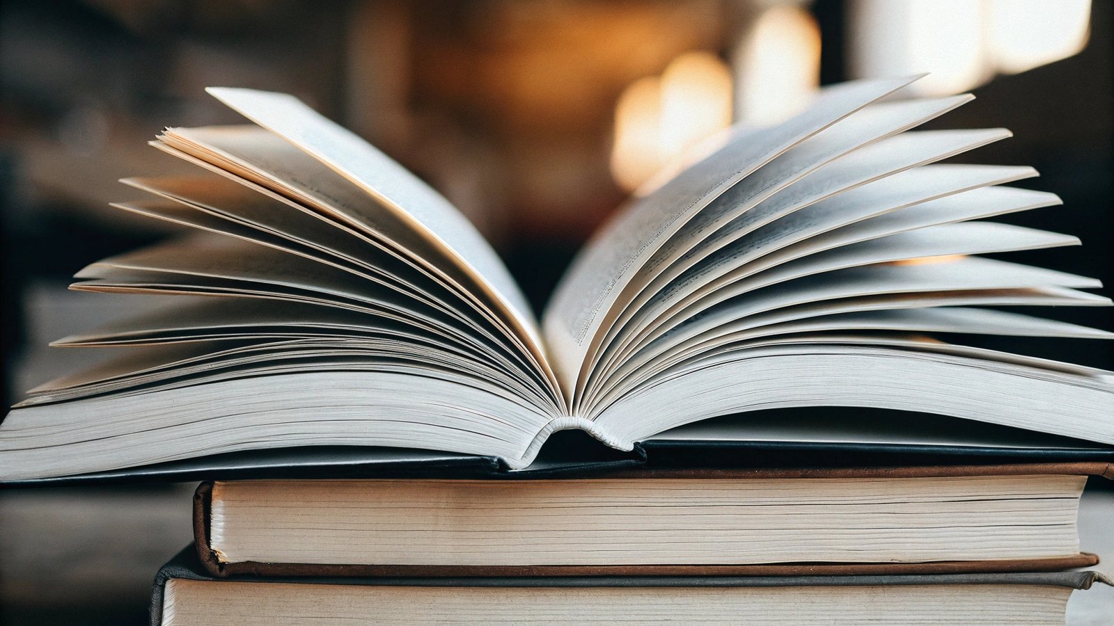 A stack of high-quality books with pages lying flat
