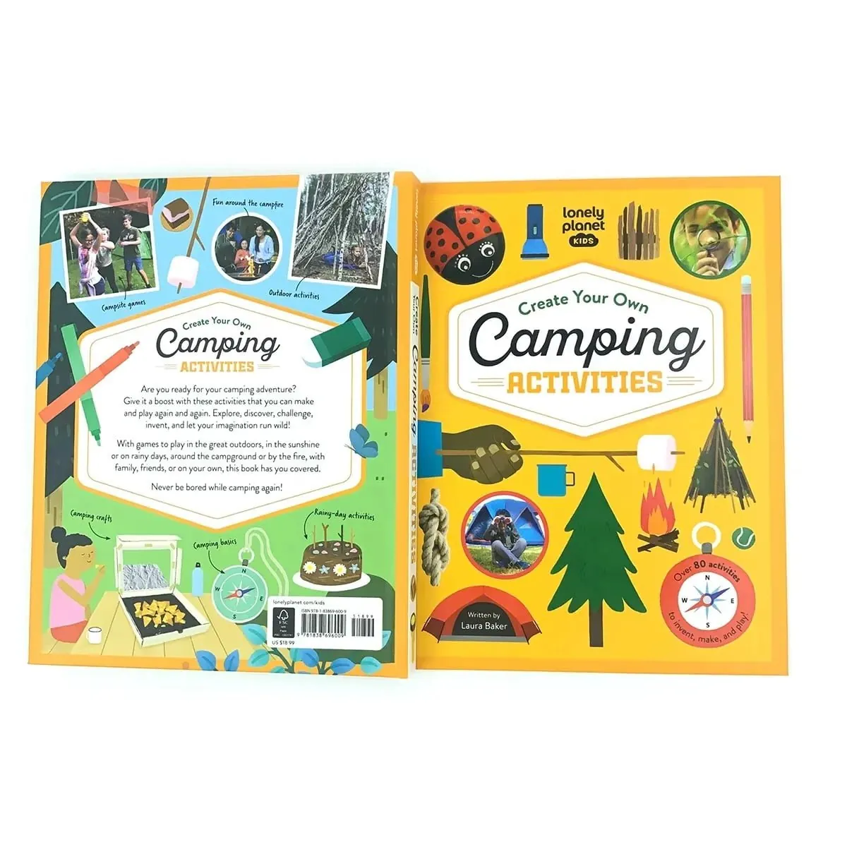 Colorful children's picture books with hardcover samples softcover samples and open illustrated spreads